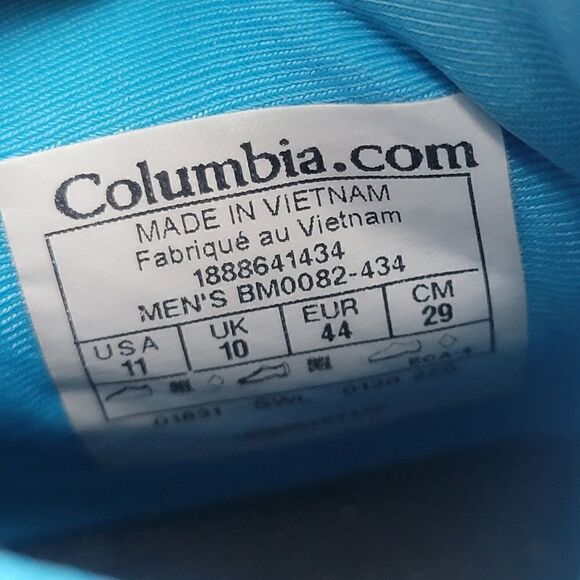 Columbia Breeze Cyan Blue White Hiking Shoes BM0082-434 Men Sz 11 EUC Worn 1X - Picture 12 of 12